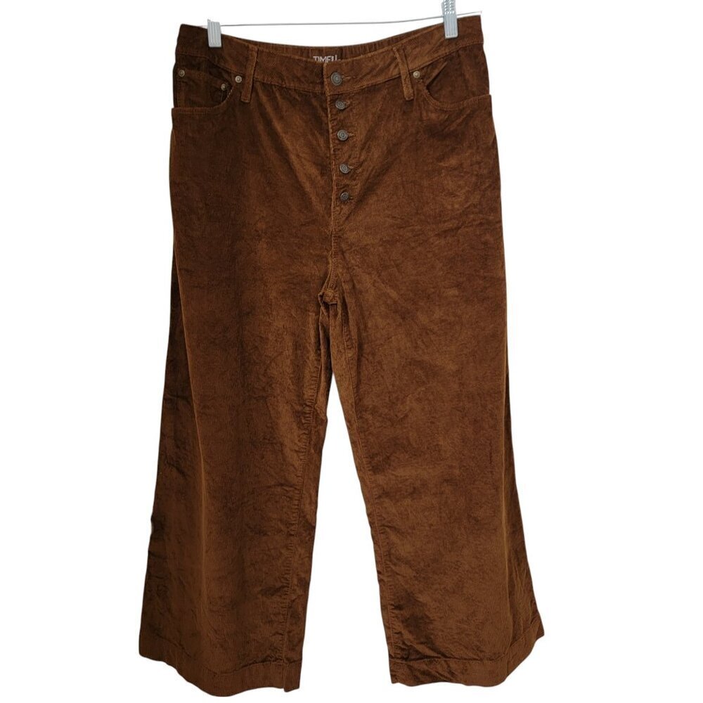 Time and Tru Size 14 High Rise Wide Leg Corduroy Pants, Button Fly, Gently Used